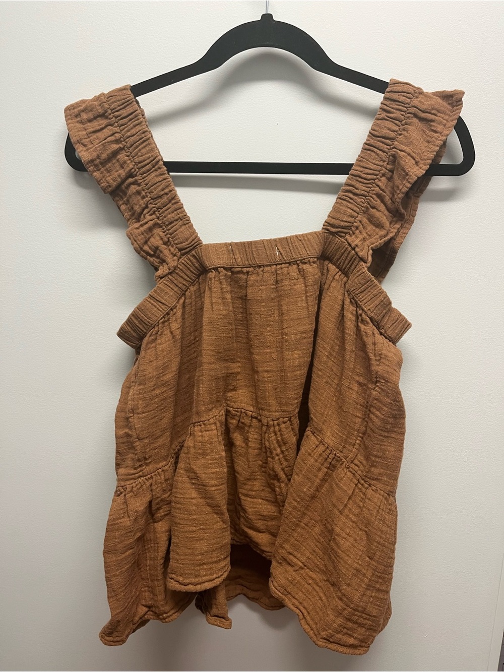 Camel Ruffled Strap Tank Top - Picture 2 of 3